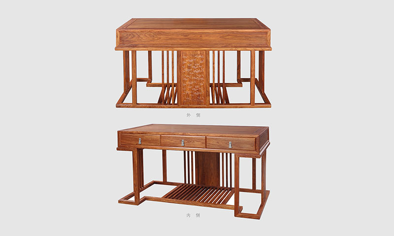 宜君 别墅中式家居书房装修实木书桌效果图